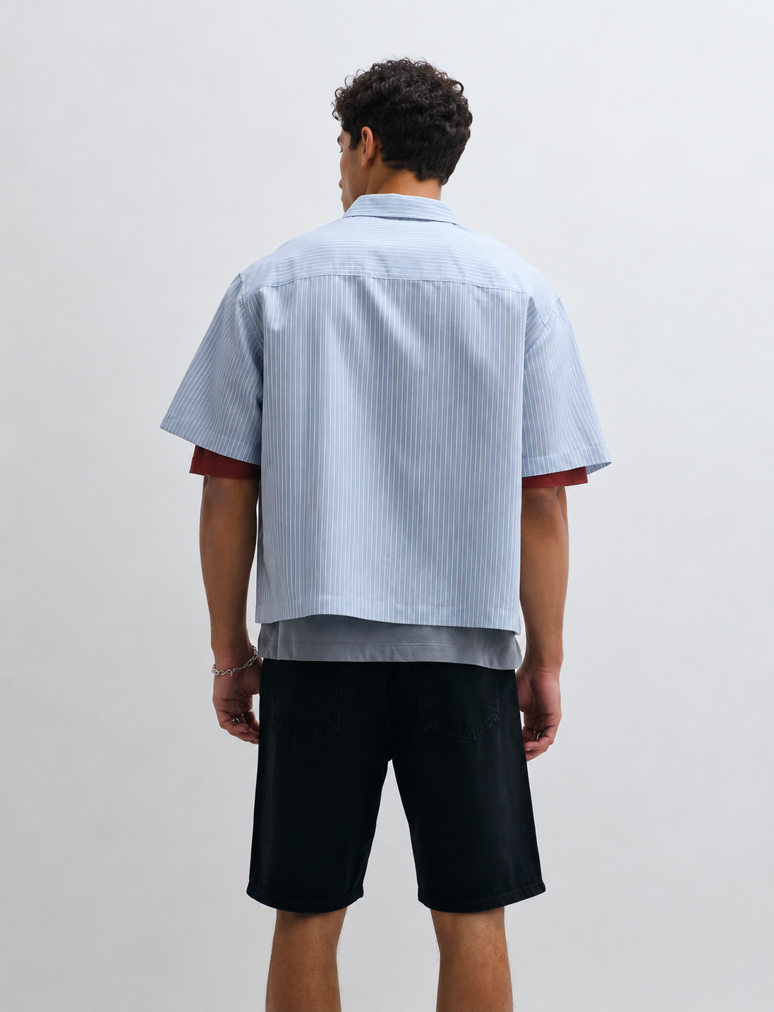 Chemise Boxy Rayée — MEX Bleu Ciel