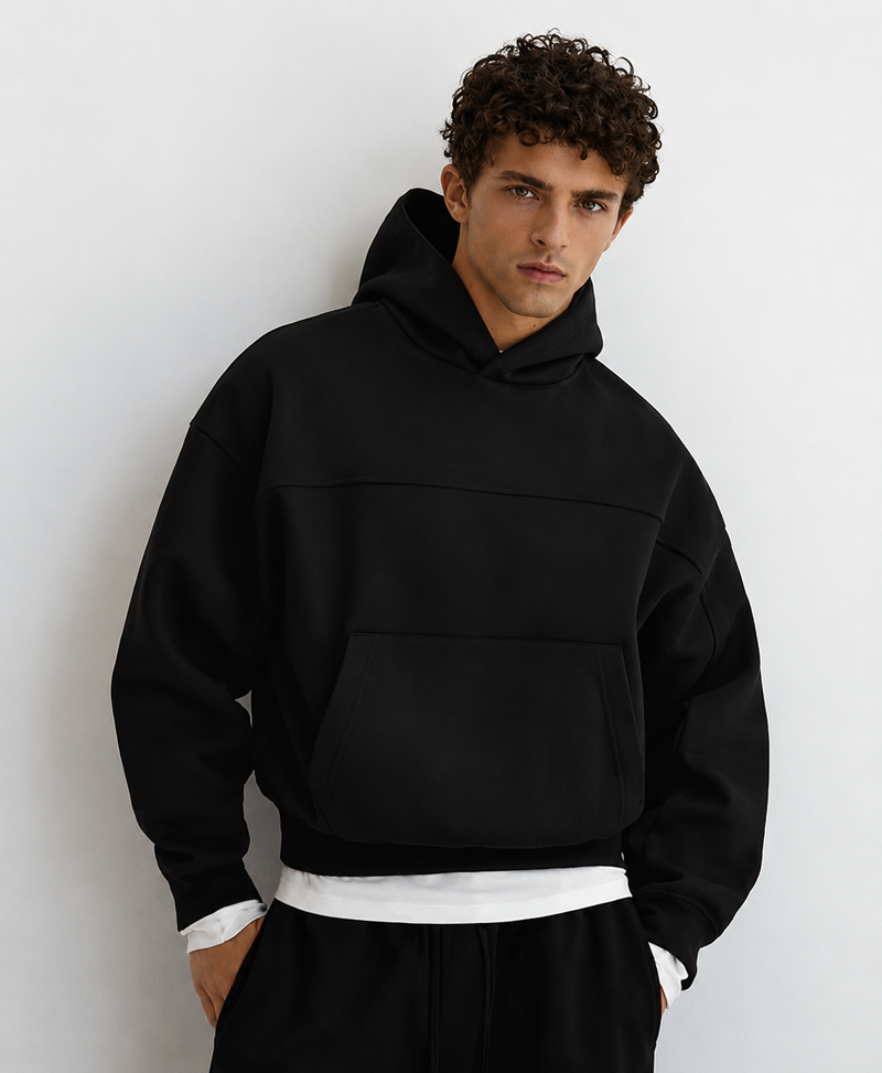 Hoodie Oversize Carré — MEX Noir