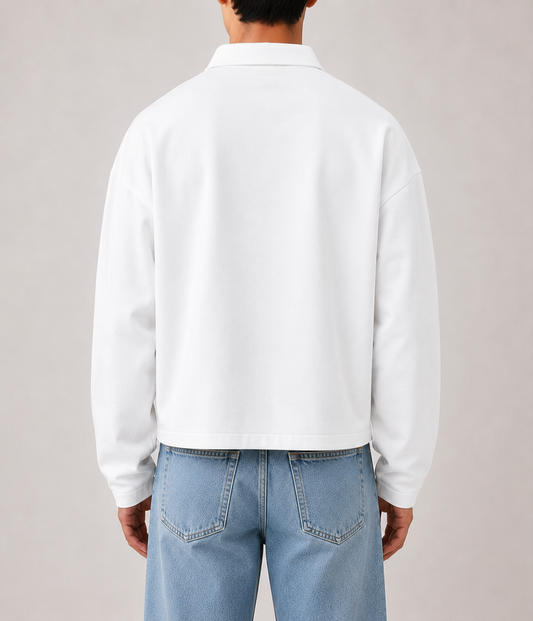 Pull Quart-Zip Col Polo — MEX Blanc