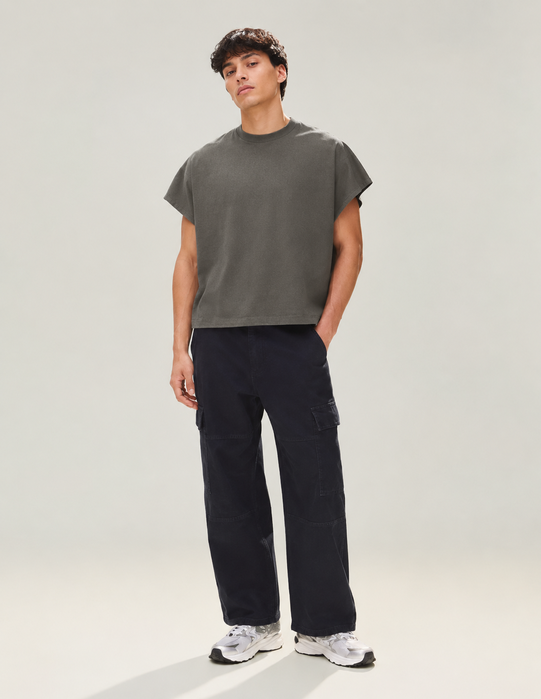 T-Shirt Ärmellos mit Rückendruck – MEX Kaki