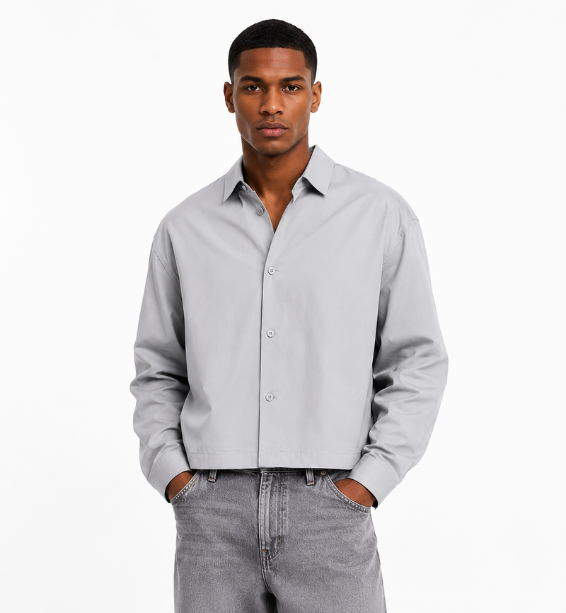 Chemise Oversize Carrée — MEX Gris Perle