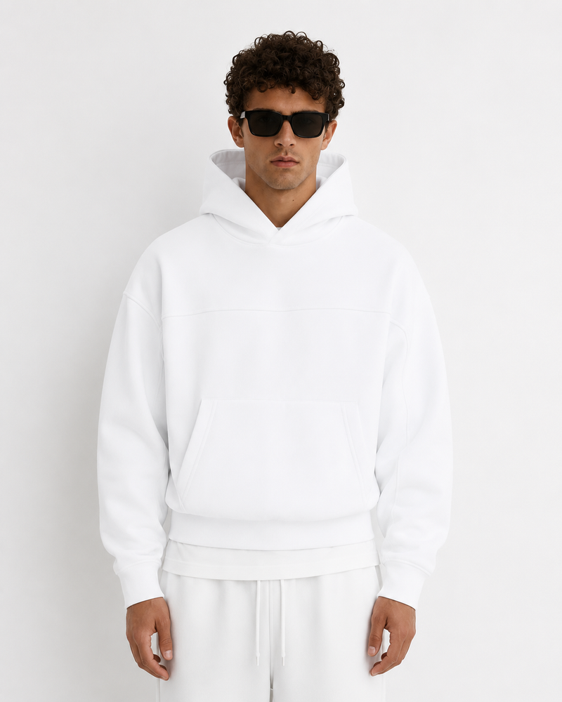Hoodie Oversize Carré — MEX Blanc