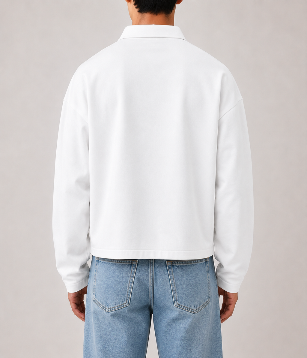 Pull Quart-Zip Col Polo — MEX Blanc