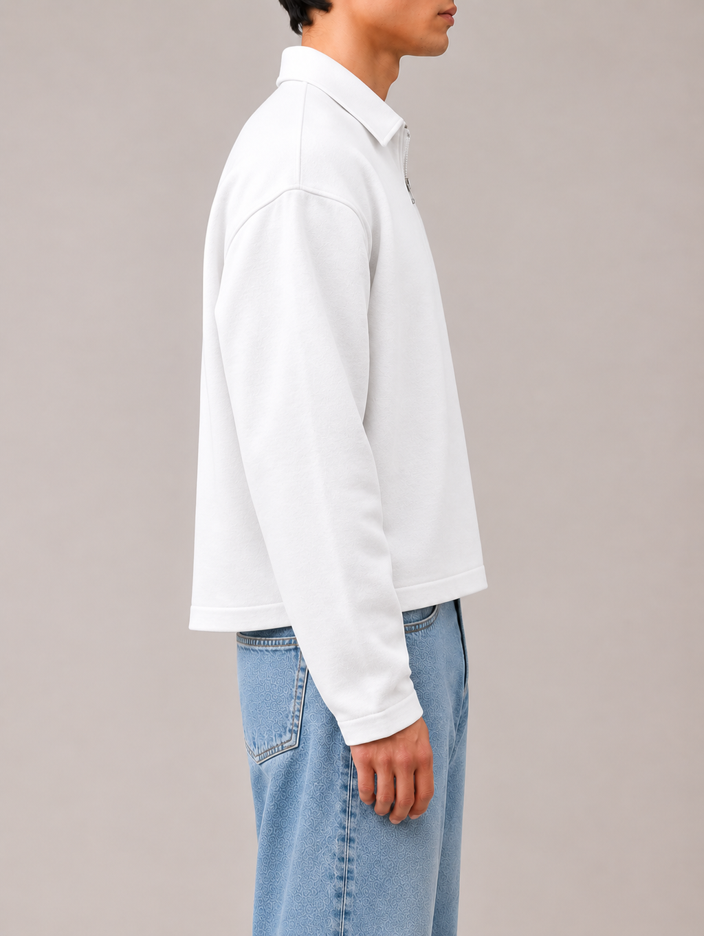 Pull Quart-Zip Col Polo — MEX Blanc