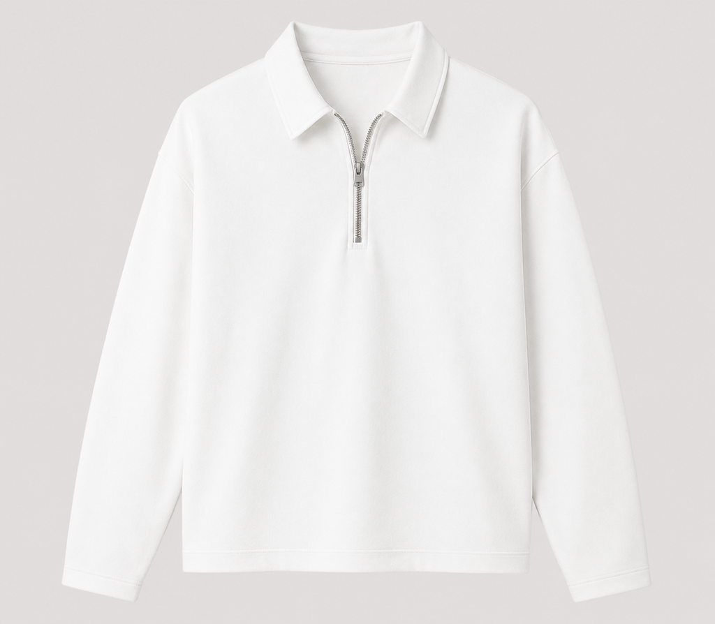 Pull Quart-Zip Col Polo — MEX Blanc