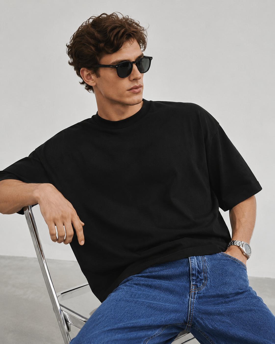 Polo Sweat Col Boutonné — MEX Noir