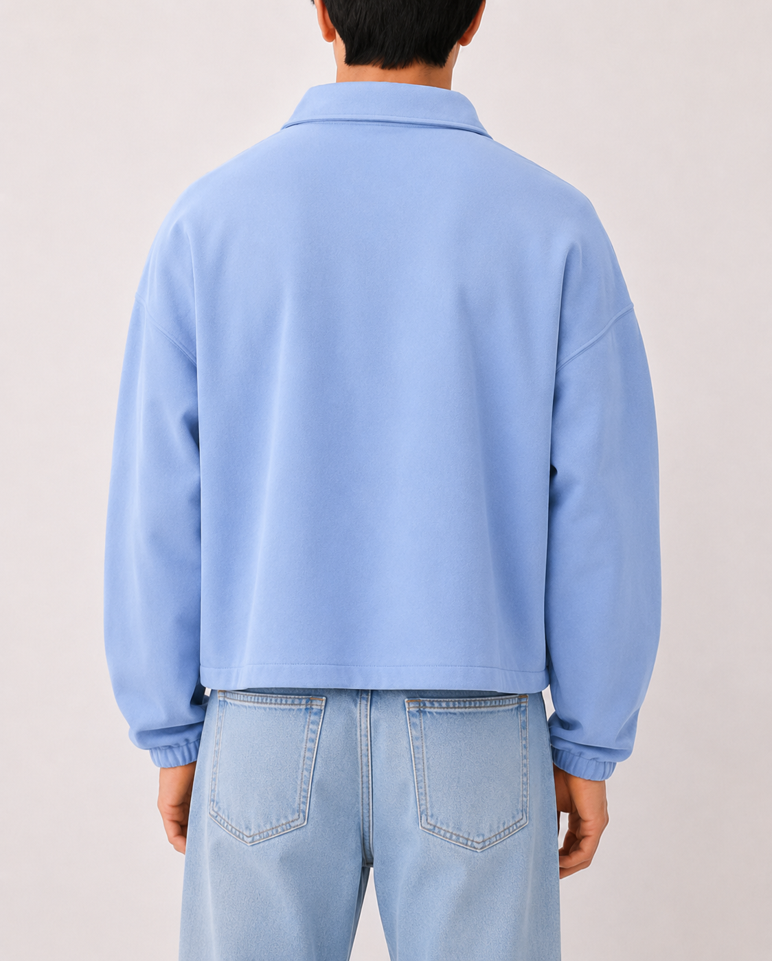 Pull Quart-Zip Col Polo — MEX Bleu Ciel