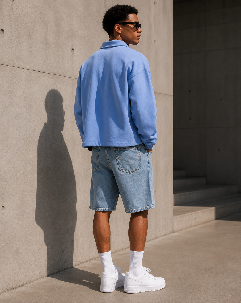 Pull Quart-Zip Col Polo — MEX Bleu Ciel
