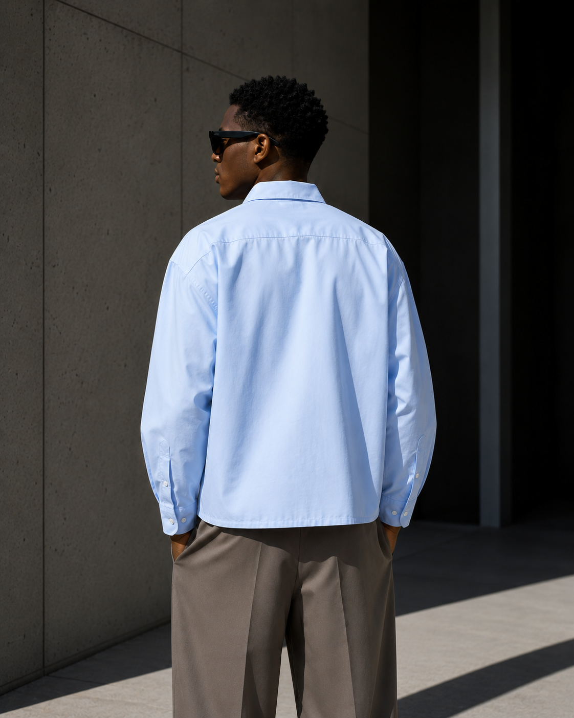 Chemise Oversize Col Italien — MEX Bleu Ciel