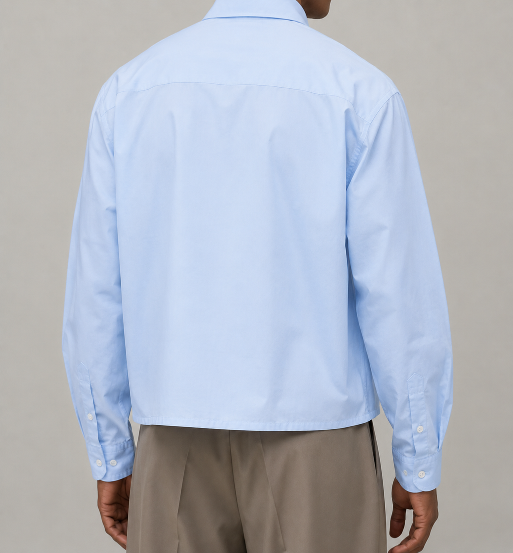 Chemise Oversize Col Italien — MEX Bleu Ciel