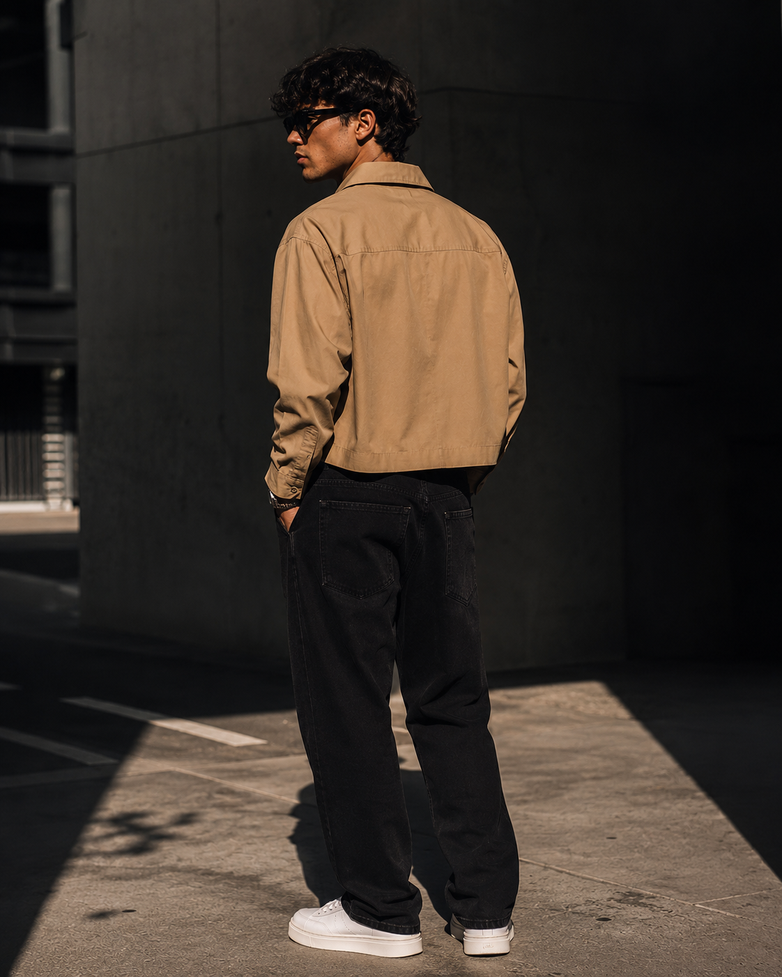 Chemise Oversize Col Italien — MEX Or Camel