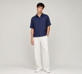 Chemise Manches Courtes Motif Jacquard — MEX Bleu Marine