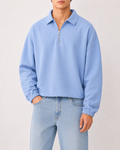 Pull Quart-Zip Col Polo — MEX Bleu Ciel