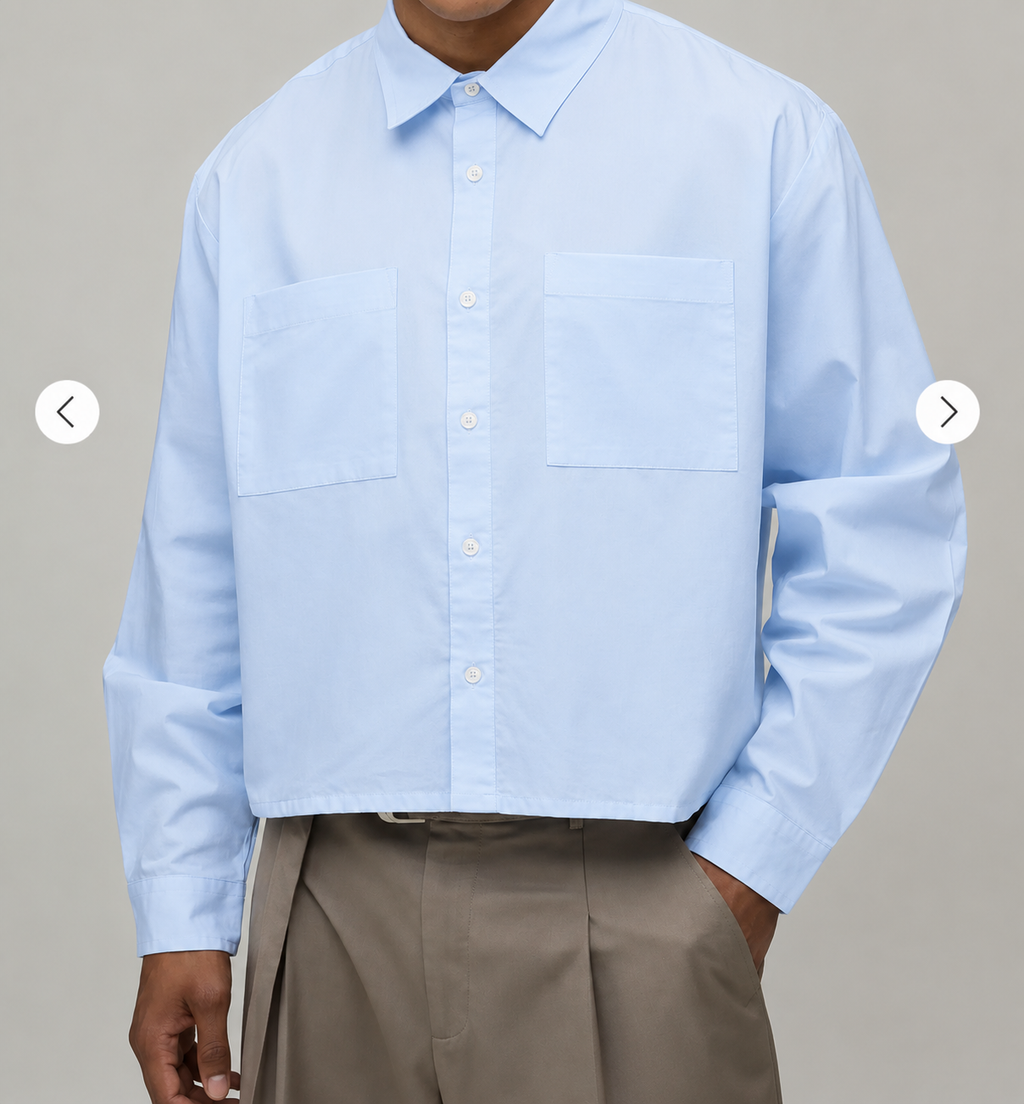Chemise Oversize Col Italien — MEX Bleu Ciel