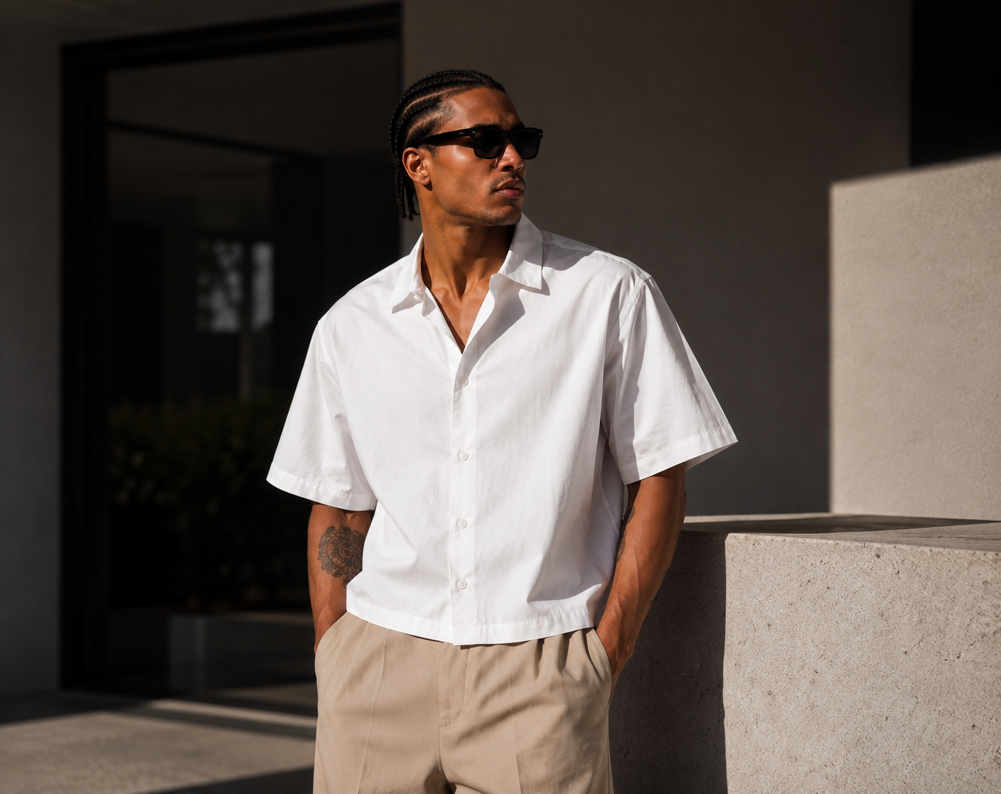 Chemise Boxy Manches Courtes — MEX Blanc