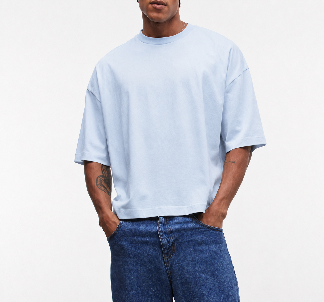 T-shirt Oversize Col Rond — MEX Bleu Ciel