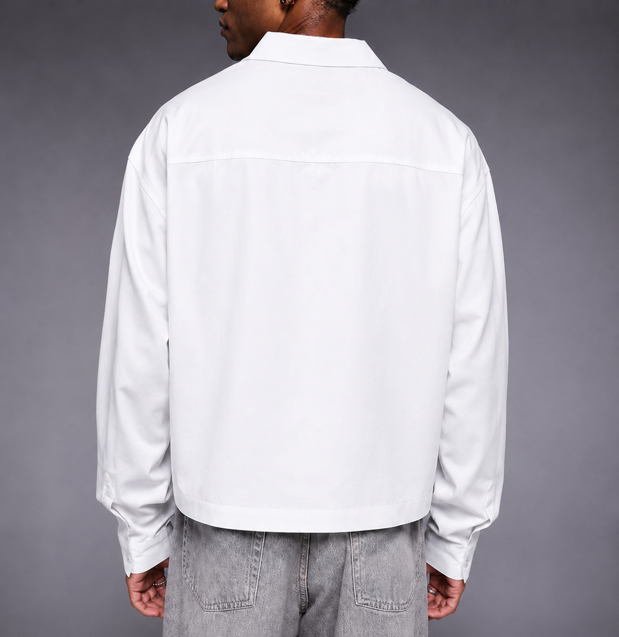Chemise Oversize Col Italien — MEX Blanc