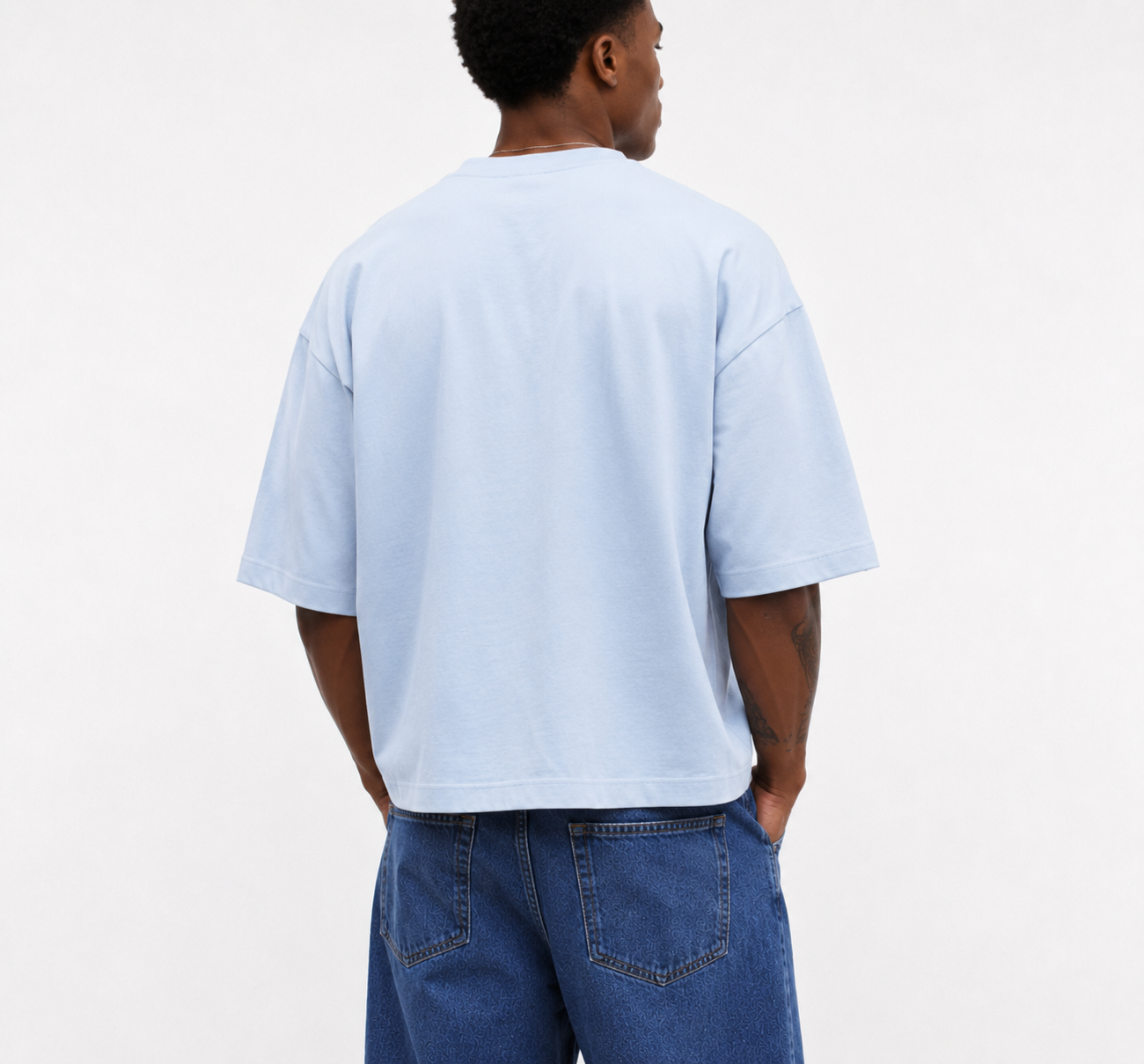 T-shirt Oversize Col Rond — MEX Bleu Ciel