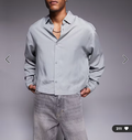 Chemise Oversize Col Italien — MEX Gris Perle
