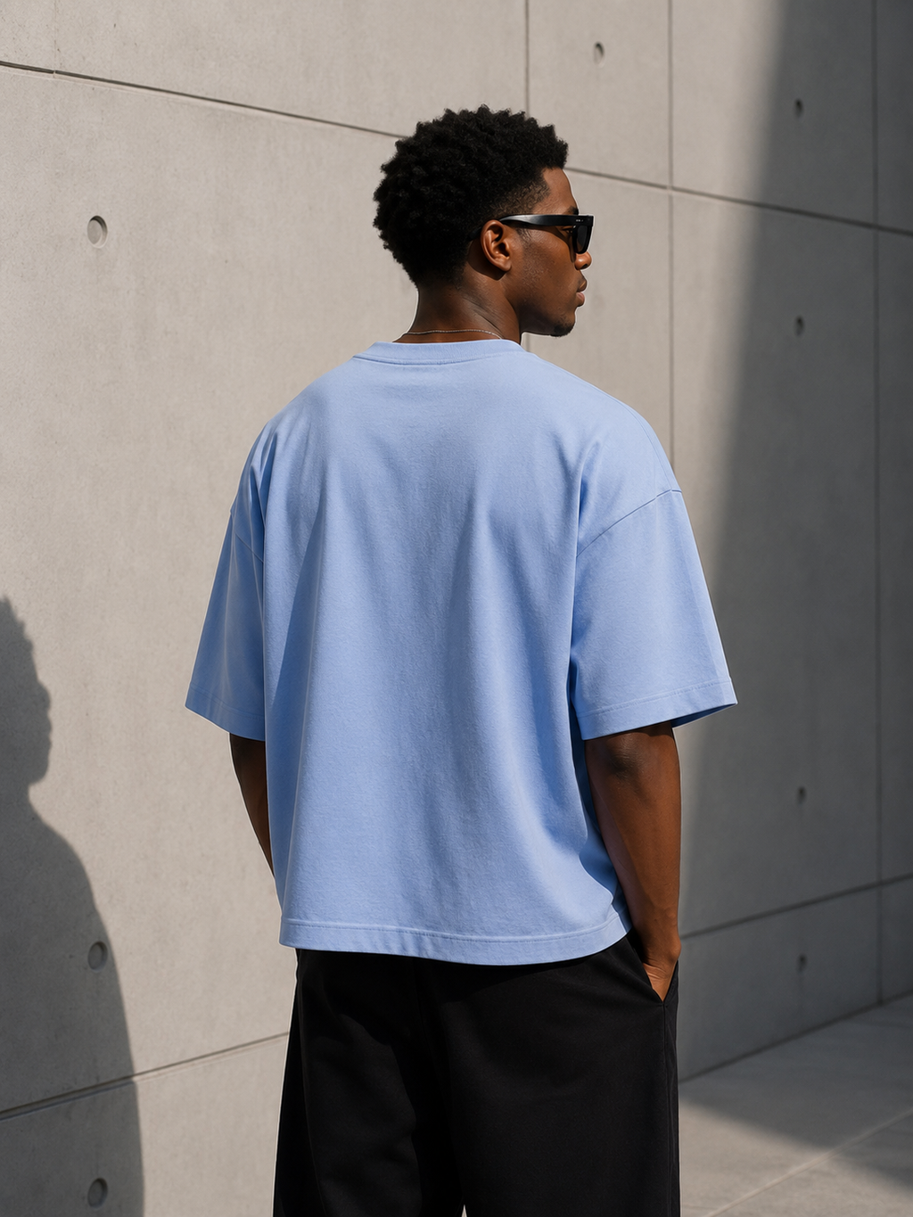 T-shirt Oversize Col Rond — MEX Bleu Ciel